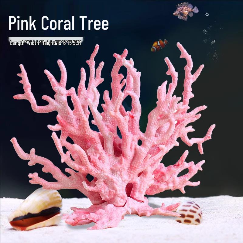 Aquarium Resin Coral Ornament Set: Simulated Coral Tree & Fish-Shrimp Hiding Decoration for Saltwater Tanks