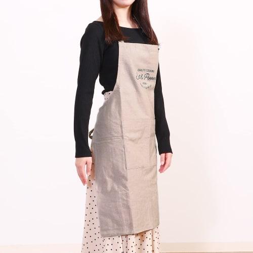 Fuji Boeki Biscuit Apron, 65cm Wide x 0.2cm Thick x 80cm Long, Washable, Adjustable in 3 Settings, with Pockets, Cafe Style, Salt & Pepper, 71951