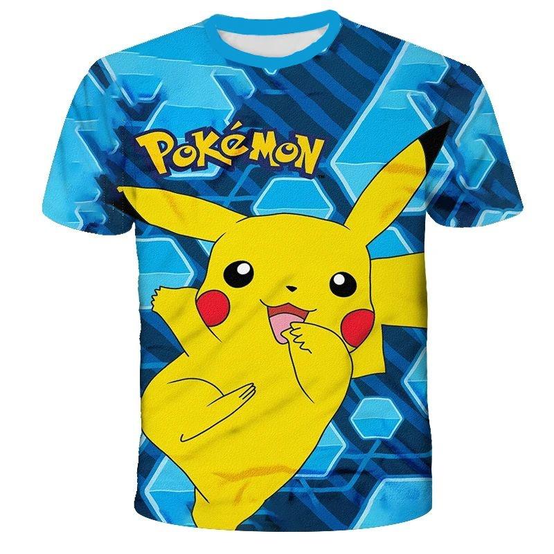 New Summer Japanese Anime Pikachu 3D T-shirts, Plus Size Men's Clothing, Cute Children's Clothing Gift