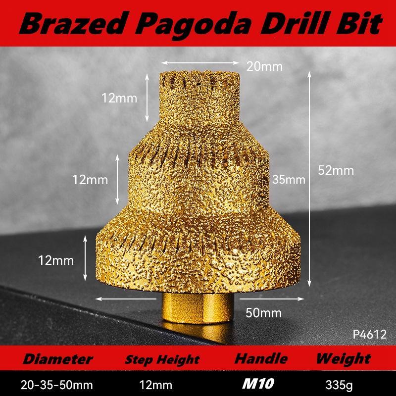 Brazed Pagoda Drill Bit M10 Diamond Chamfer Router Tower Drill Tile Stone Rock Plate Drill Reaming Integrated Bit Diamond Tools