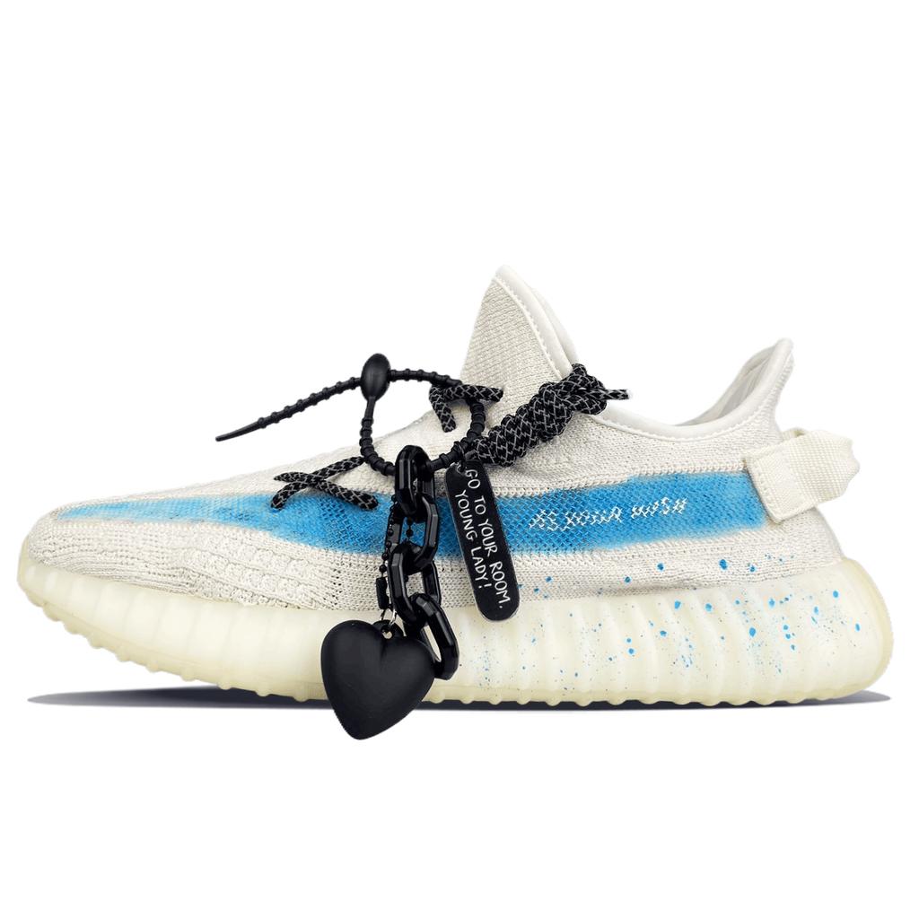 Adidas Originals Yeezy Boost 350 V2 Slip Resistant And Breathable Low top Casual Shoes Unisex White Blue HQ6316(Team478-)