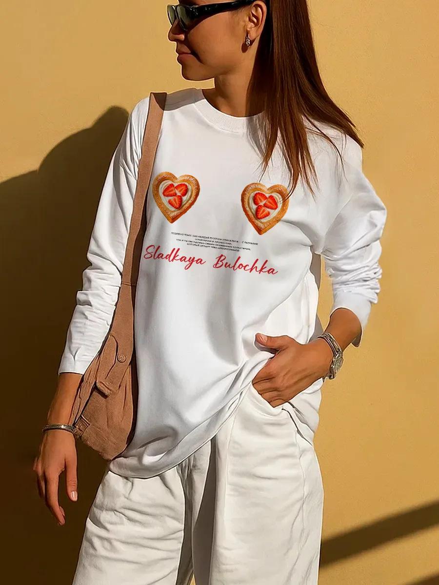 100% хлопок футболка личность веселый милый принт свободный и удобный ранний осенний американский S