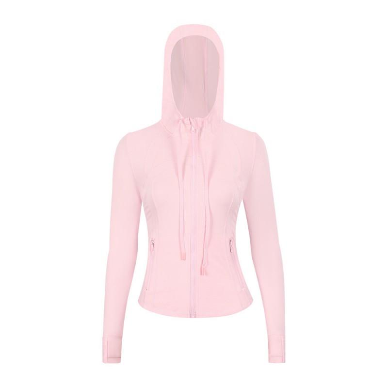Damen atmungsaktive Kapuzen-Yogajacke Langarm Fitness Top Activewear