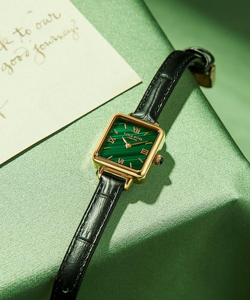 Lollalojeu Cube Malachite Women'S Leather Watch