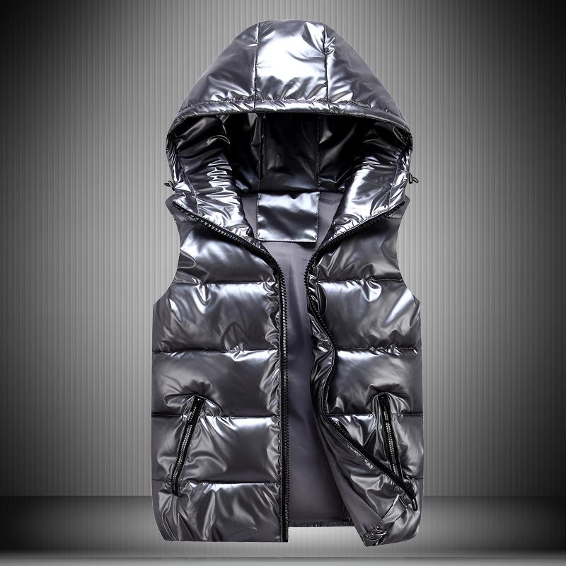 Herenvesten Mouwloze Winddichte Vesten Heren Glanzende Puffy Losse Plus Size Warme Vest