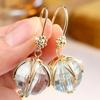 Exquisite Blue Color Spherical Leaf Dangle Earrings for Women Daily Wear and Party