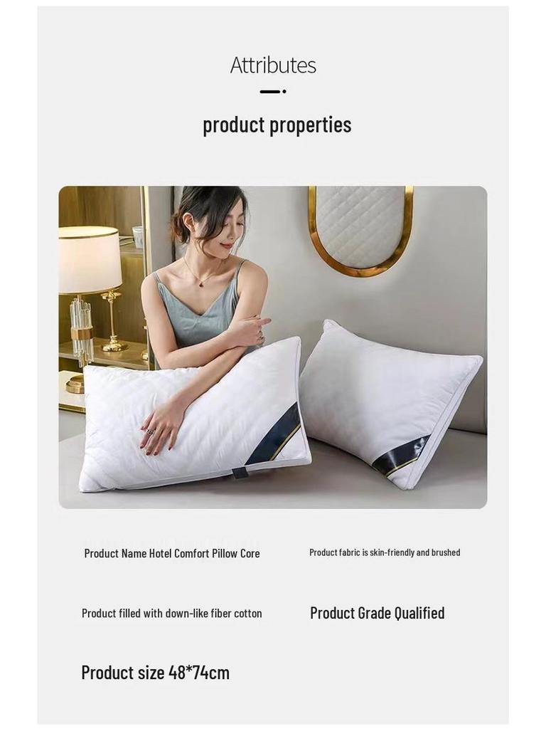 Luxury Five-Star Hotel Neck Protection Pillow - Ultra-Soft Feather Velvet, Perfect for Better Sleep In Dormitories; Resilient and Non-Collapsing.