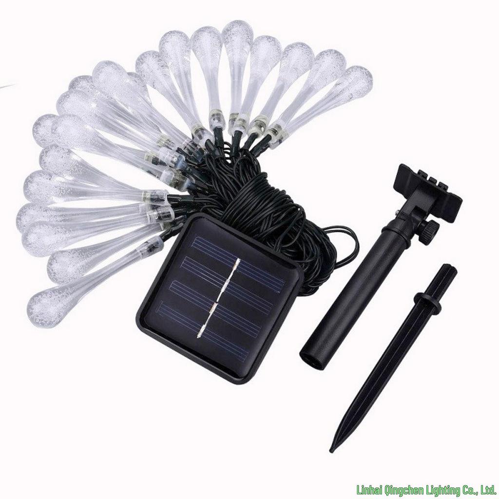 Solar LED Water Drop String Lights, Battery/USB, Waterproof, Indoor/Outdoor Festival Decoration