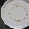 Sterling Bow Knot Bracelet Women Minimalist Cross Pendant Fashion Jewelry