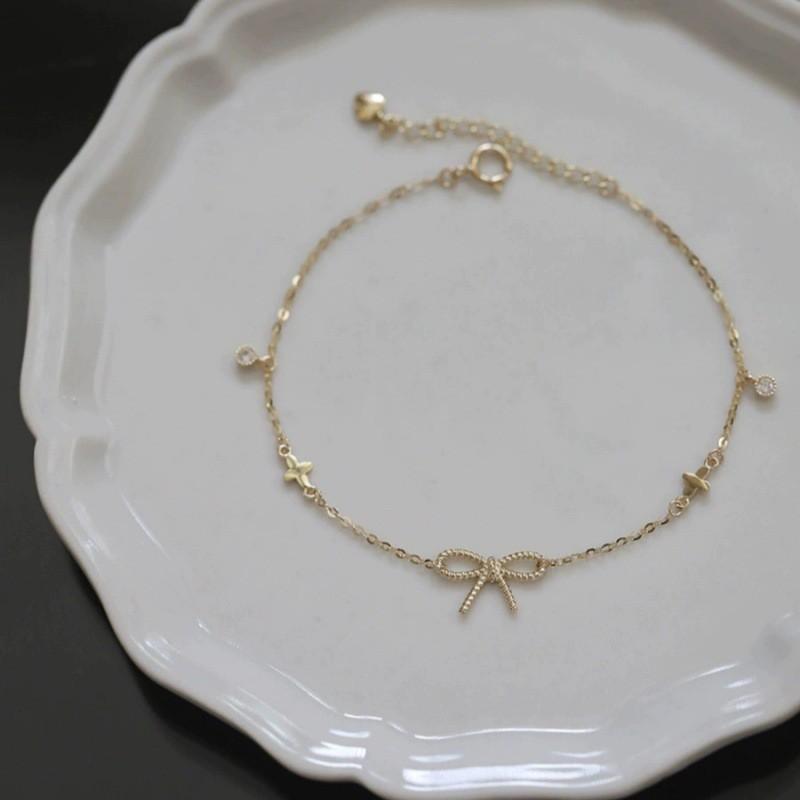 Sterling Bow Knot Bracelet Women Minimalist Cross Pendant Fashion Jewelry