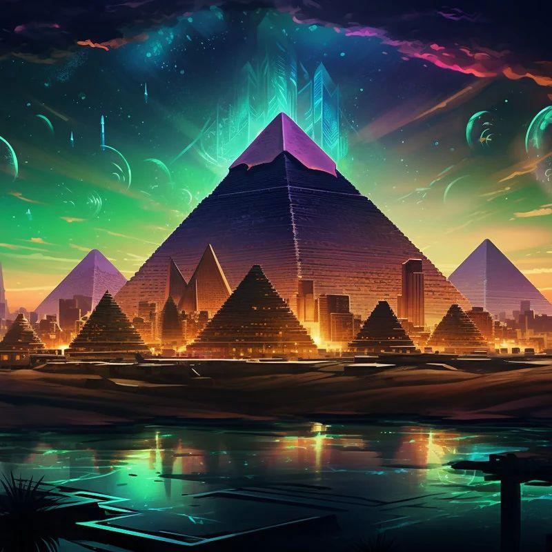 Tapestry pyramid temple Egypt Atlantis dark 75x100 чёрный