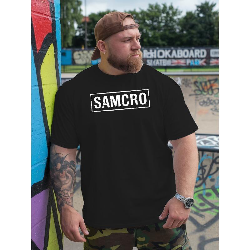 European Size SAMCRO Plus-size Men's Loose-fitting Printed T-shirt.Round-neck Short-sleeved Men's T-shirt.Essential Clothing for Men During Basketball