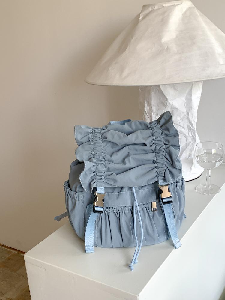 Ruched Mochilas Mujer Preppy Style Mochila Lightweighte Portable Bag Outdoor Travel Nylon Backpack Korean Bags for Woman