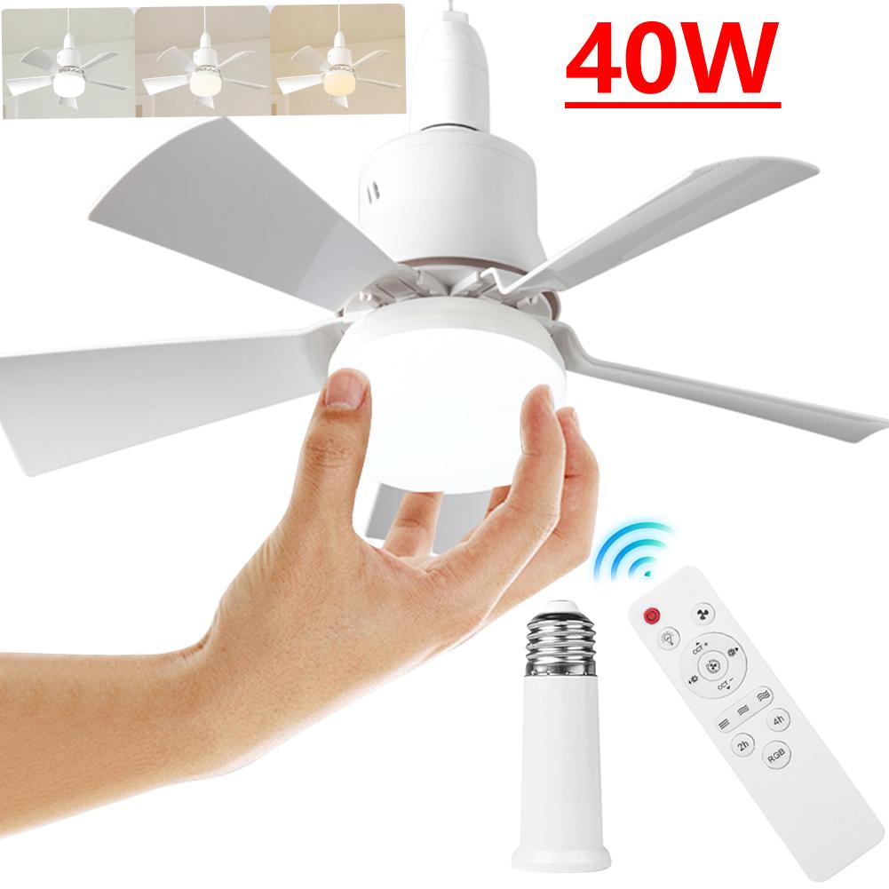 E27 Drone Fan with LED Light Remote Control Hanging Fan Ceiling Fan E27 Universal Dimming Fan for Bedroom Living Room Fan Lights