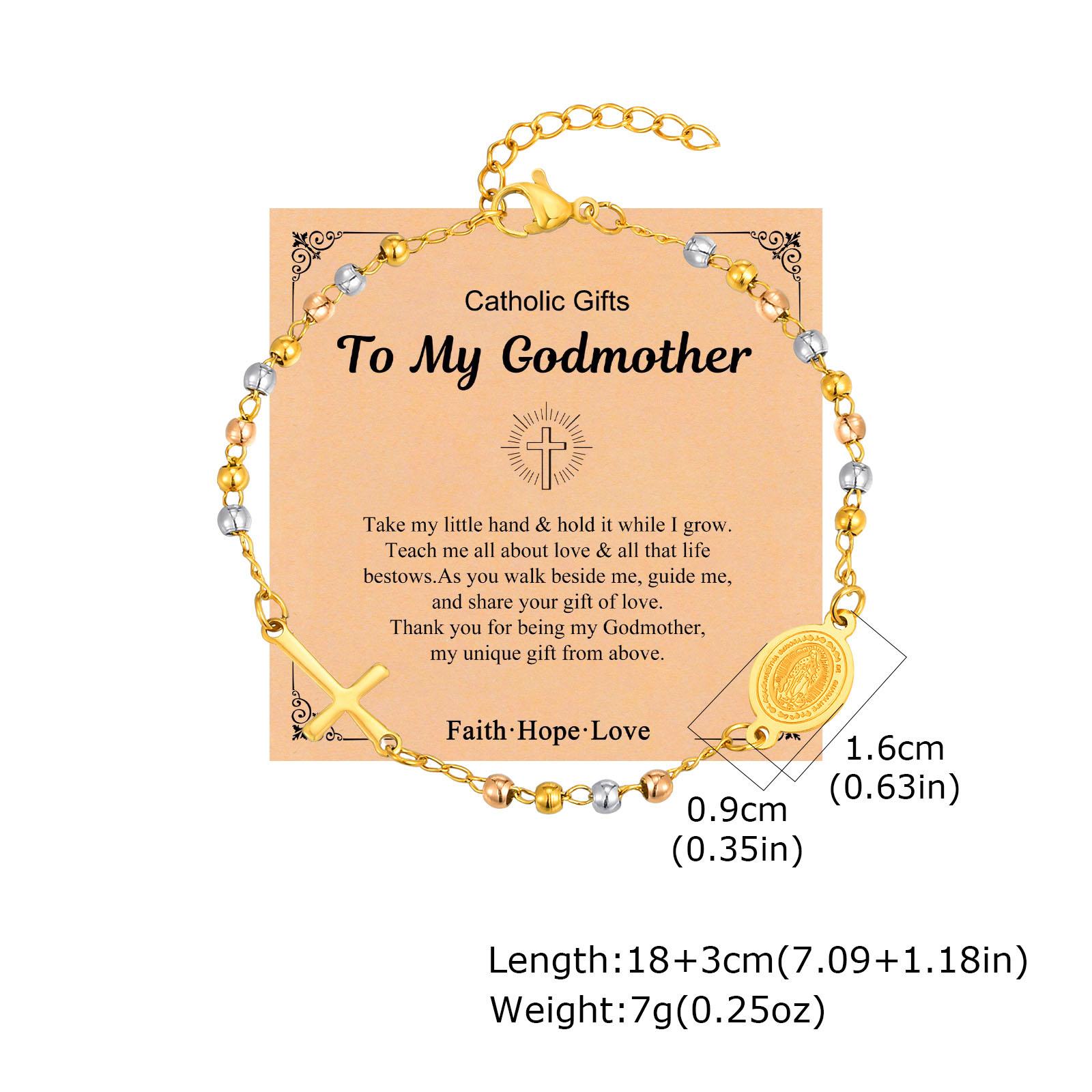 

Vnox Rosary Bracelet with Easter Card, Gold Sliver Color Stainless Steel Religious Cross Virgin Mary Prayer Bracelets for Women 16cm-21cm