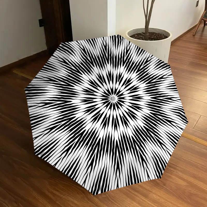 

1pc Circular Pattern Automatic Umbrella Durable Iron Frame & Plastic Handle, Gift for Men & Women, Sturdy Construction yy250905206