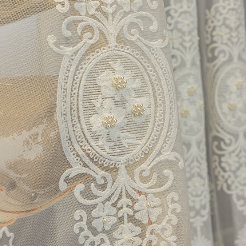 Modern Embroidery Window Screen Living Room Bedroom Balcony Gauze Curtain Floor To Floor Curtain