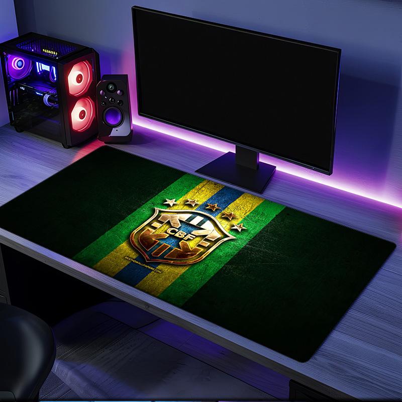 Brazilian Football Federation Emblem mouse pad, rubber base, esports desk mat, mouse pad for gamers and office use, gaming desk , easy to clean mat
