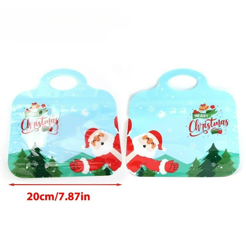 2/20PCS Self-Sealing Christmas Gifts Bag Snack Candy Cookie Packaging Bags Resealable Cartoon Santa Snowman Pattern Handbags