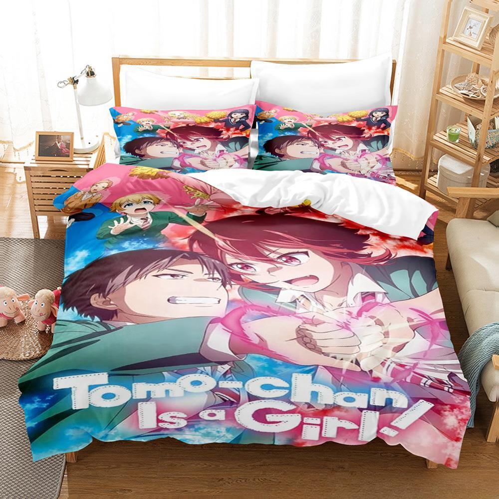 Tomo-chan Is a Girl! Bedding Set Single Twin Full Queen King Size Bed Set Adult Kid Bedroom Duvet cover Set Anime Bed Sheet Set