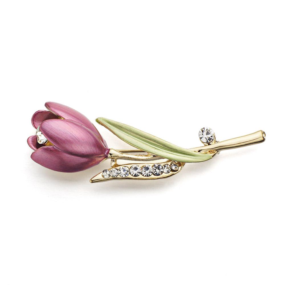 

Elegant Tulip Flower Brooch Pin Crystal Costume Jewelry Clothes Accessories Jewelry Brooches For Wedding красный
