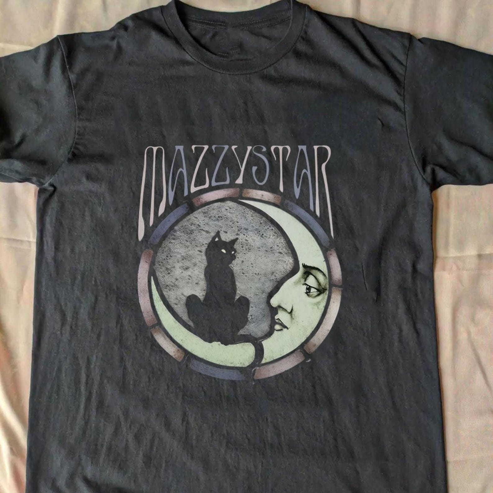 Mazzy Star Moon and Cat Tee, 90s Alt Rock, Hope Sandoval, , Band Tee, Music Gifts, mazzy star fan gifts, band shirts, 3XL