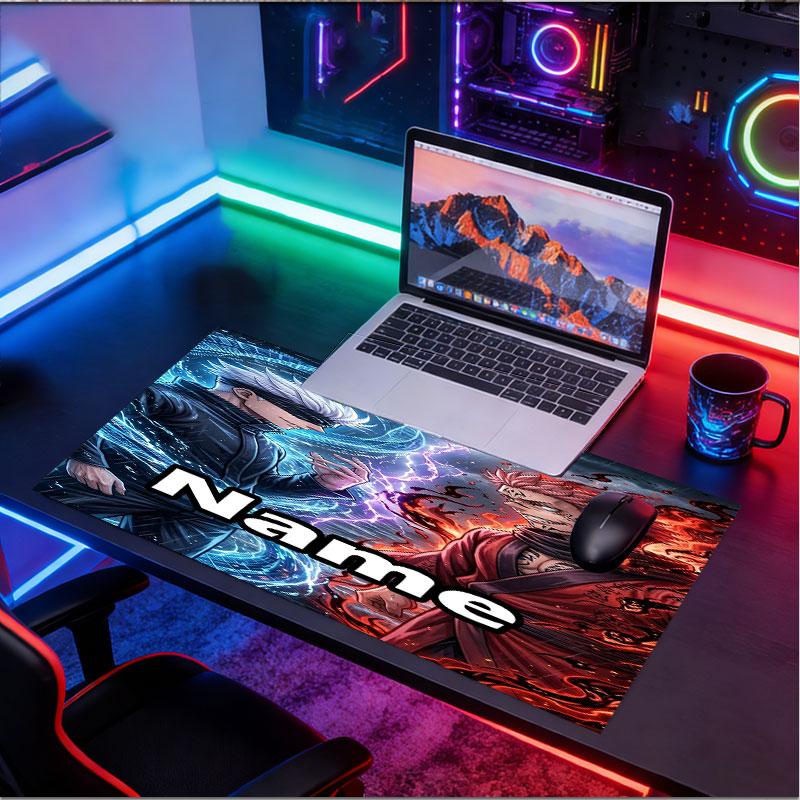 Custom Name Personalized Jujutsu Kaisen Pattern Mousepad, Laptop PC Desk Mat, Decorative Desk Mat for Home Keyboard Pad Gift