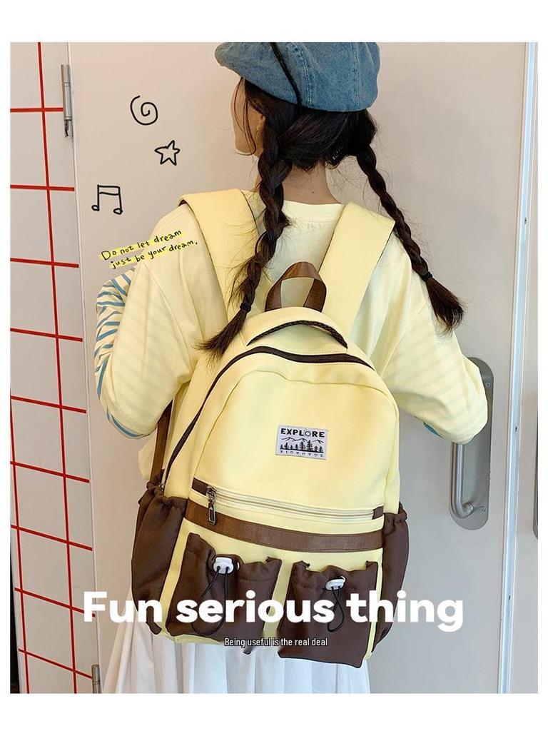 Large Capacity Backpack for Primary and Junior High Students - Durable Color Block Design for Outings, Third and Fourth Grade