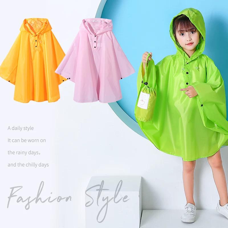 For Children and Kids Kindergarten Boys and Girls Children Cape-Style Raincoat Thin Fashion Cape Outwear Non-Disposable Poncho
