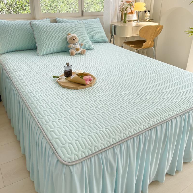 Princess Wind Ice Silk Latex Mat Bed Skirt Three-piece Summer Single Soft Mat Bed Sheet Air Conditioner Mat Machine Washable