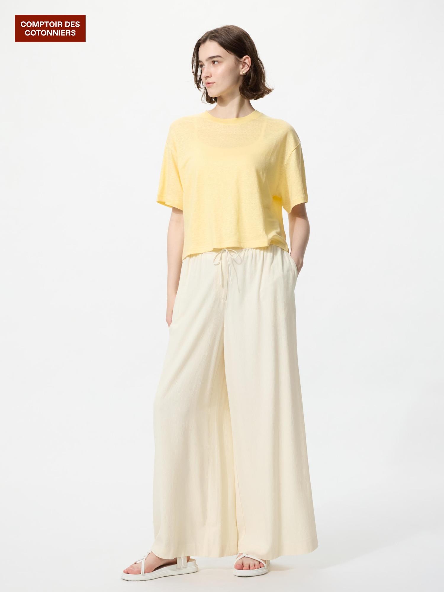Uniqlo Япония Легкие широкие брюки 01 OFF WHITE/S
