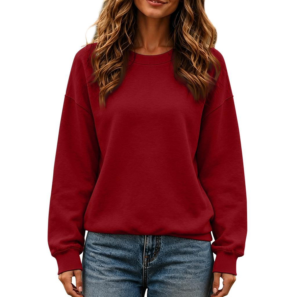 Felpa con scollo a girocollo a maniche lunghe casual da donna