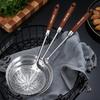304 Stainless Steel Large Colander with Wooden Handle Mesh Strainer Fried Wire Skimmer Slotted Spoon for Frying Kitchen Tools