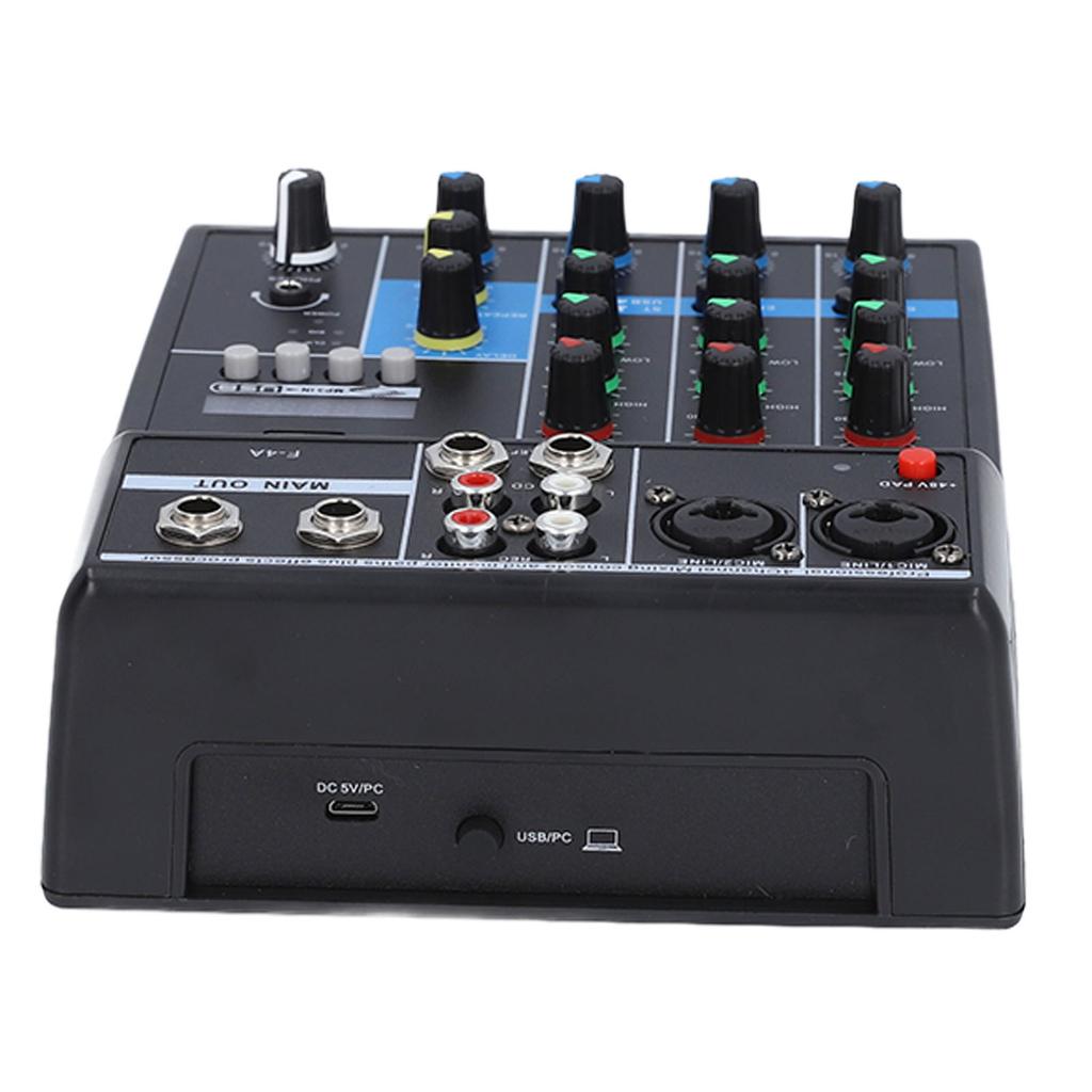 Sound Mixer USB BT 4 Channel Sound Mixing Console with 48V Phantom Button for Stage Performance