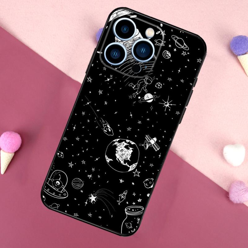 Aesthetic Space Stars Planet Case For iPhone 15 16 Pro Max 11 12 13 Mini 14 15 Pro Max 15 Plus XR 16e Phone Back Cover