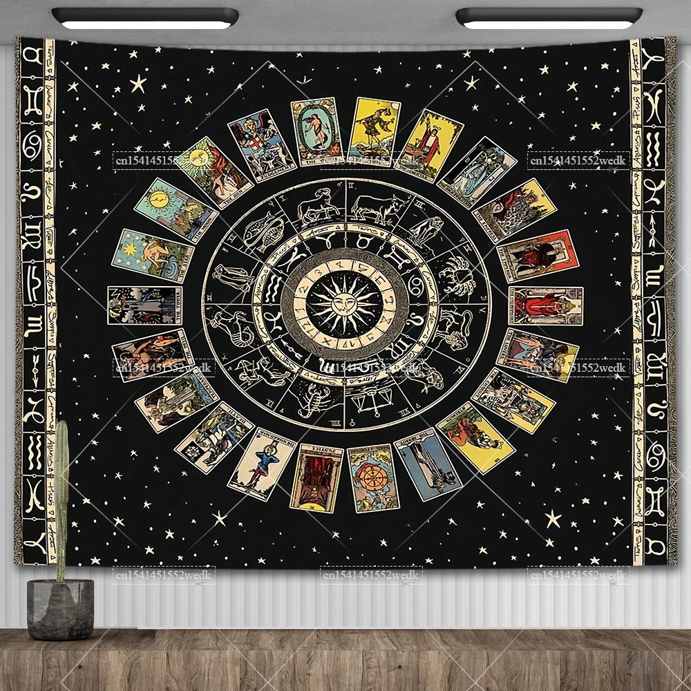 Zodiac Astrology Constellation Tapestry Indie Hippie Sun Moon Tapestry Tarot Astrology Altar Tablecloth Aesthetic Room Decor
