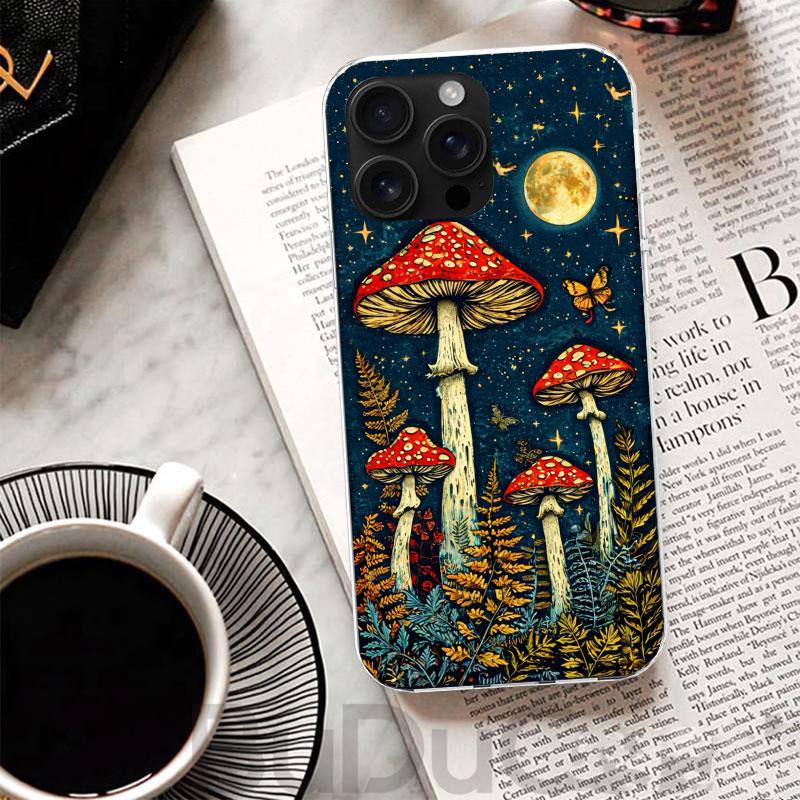 

Colorful Mushroom Cover For iPhone 17 Air 16 16E 15 Pro Max 14 Plus 13 Mini Phone Case 12 11 7 8 SE Customized Print Shell 16 15 iPhone 14