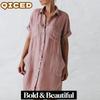 Fashion Summer Spring Solid Color Print POLO Neck Short Sleeve  Casual Dresses