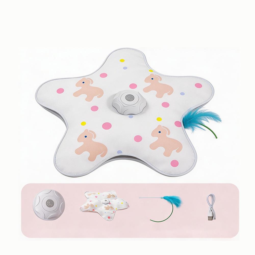 Interactive Hide And Seek Cat Toy Motion Activated Hunting Cat Toy with Bird Sound Silent Mode Moving Feather for Indoor Cats
