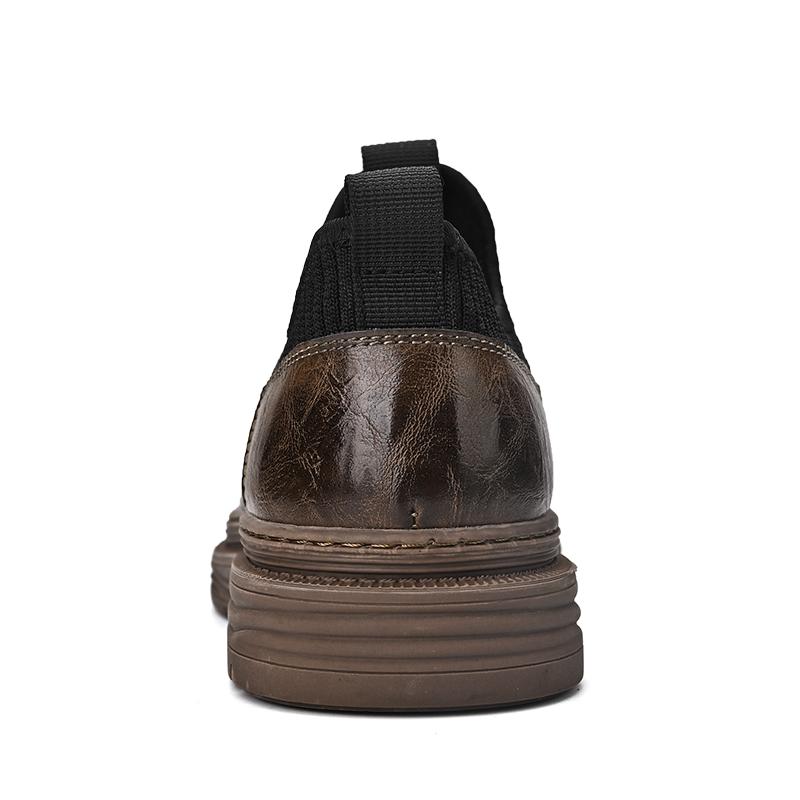 Fashion Men's Leather Shoes Rotating Button Casual Shoes Dress Shoes