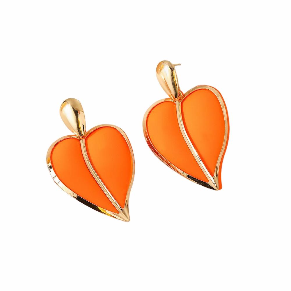 Women Earrings Colored Spray Paint Heart-shaped Water Drop Double Layer Earrings Lightweight Jewelry Accessories