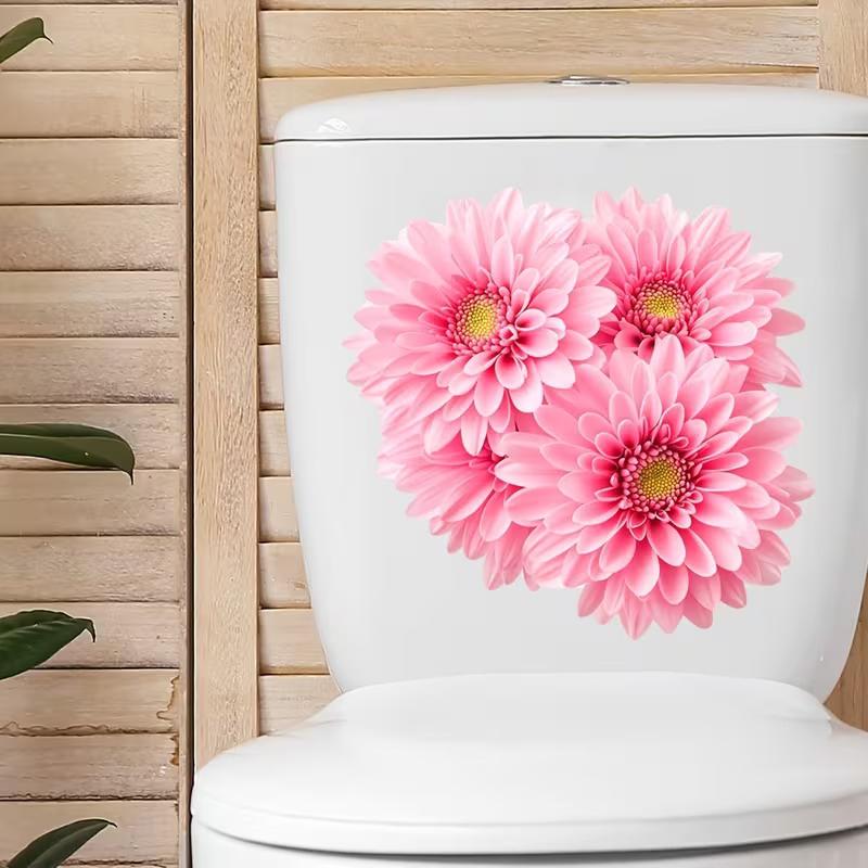 Glow-In-The-Dark Flower Rabbit Toilet Lid Decal Self-Adhesive Removable Toilet Sticker Wall Sticker Home Bathroom Decor