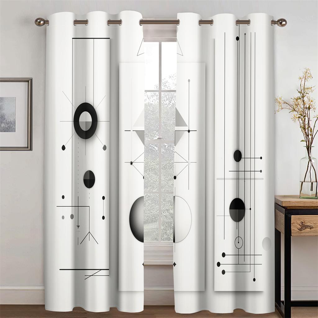 

Черно-белые простые модные линии геометрический узор шторы спальня декор офис гостиная детская комната 2 панели 50W130H(CM)X2PCS&Hook