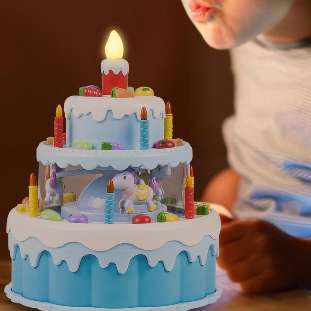 Birthday Cake Play, Making Wishes, Glowing Candles, Interactive Toy, Blowing Out Singing