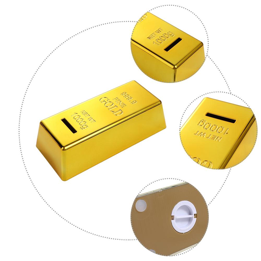 Gold Bullion Bar Bullion Prop Simulation Gold Brick Coin Case Saving Money Box Coin Bank Piggy Bank