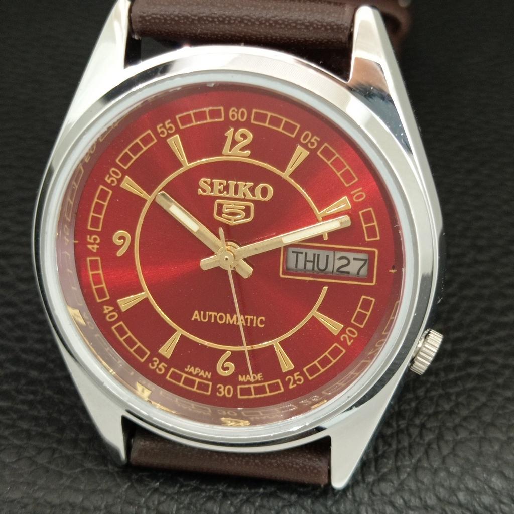 SEIKO 5 AUTOMATIC 7009A VINTAGE REFURBISHED JAPAN MENS RED DIAL WATCH a445394-1