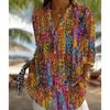 Plus Size Women Long Sleeve Button Shirt Solid Floral Casual Comfort Blouse