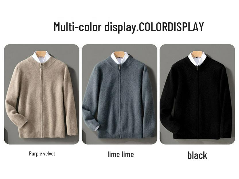 Men's Wool Round Neck Cardigan - Autumn/Winter Business Casual Knit Sweater
