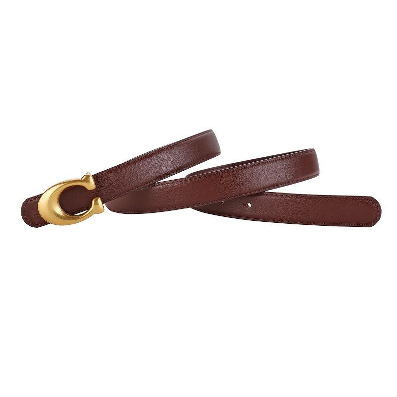 Fashion Designer Women's Belt 2.3CM Genuine Leather Belt Alphabet Gold Buckle Ultra Thin Belt For All Occasions