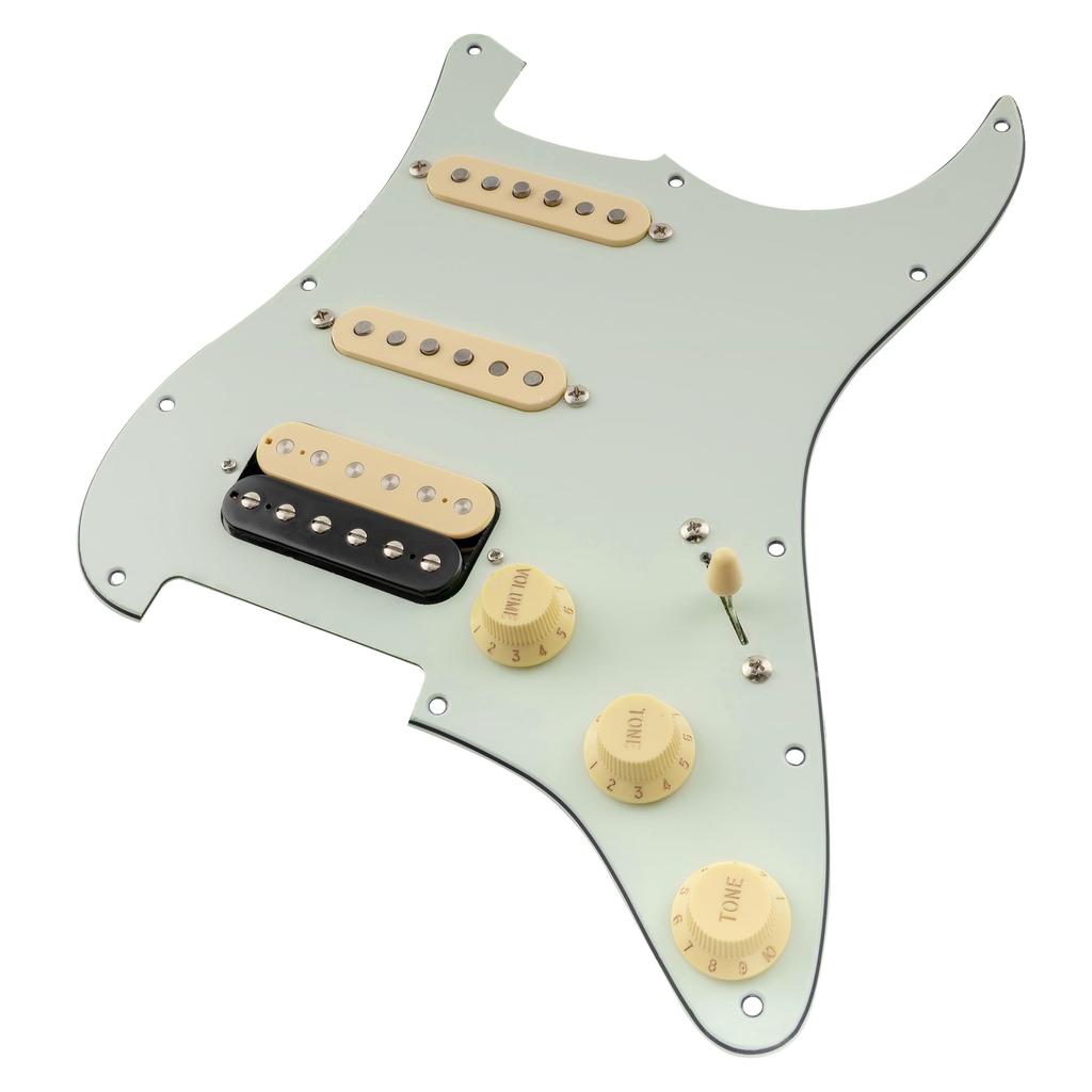Musiclily Pro SSH Stratocaster Prewired Pickguard for ST Stratocaster Electric Guitar with Artec Alnico 5 Aged Set Pickups, White, 3-Piece